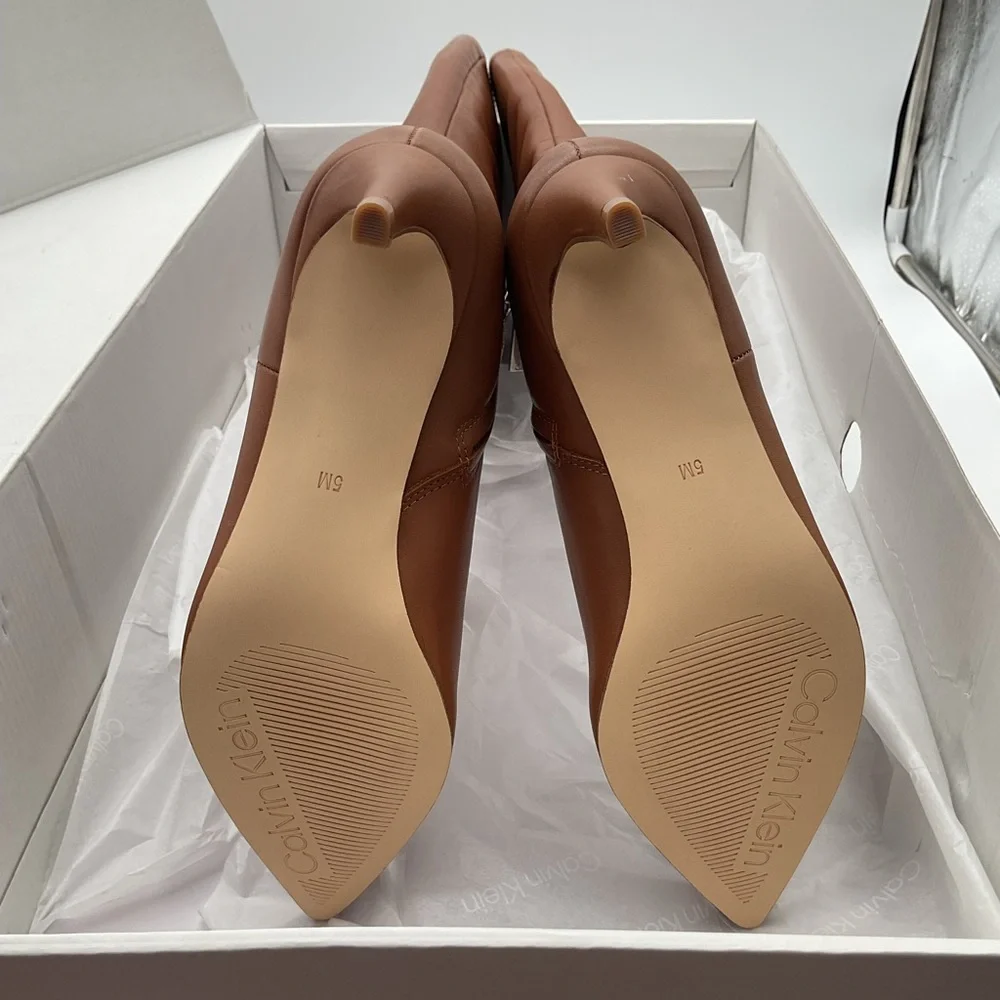 Calvin Klein Garray Womens' Leather Boots, Light Brown‎ Leather 230 Size 5 M